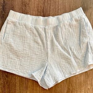 L.L. Bean Women's Cloud Gauze Striped Cover-Up Shorts - Blue - Size XL